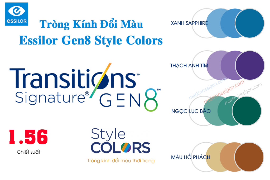 Tròng kính Đổi Màu 1.50 Essilor Trasitions Gen 8™ Style Colors